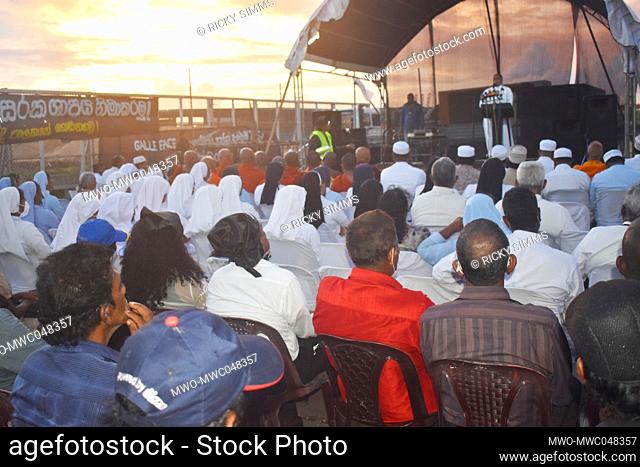 Colombo, Sri Lanka. 28th May 2022. Clergy from Christian, Buddhist, Islam and Hindu religions gathered for religious activities to mark the 50th day of...