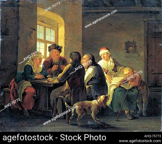 Künstler: Kraus, Georg Melchior, 1737-1806 Titel: Familie beim Mittagessen in einem Dorfwirtshaus, 1770 - 1774 Technik: Öl auf Leinwand Maße: 45, 6 x 56