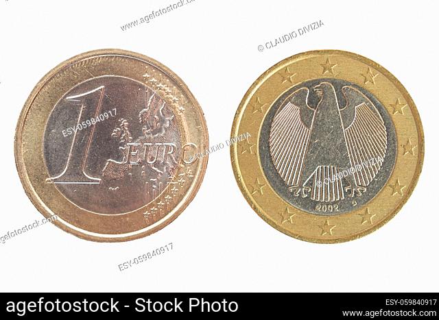 One Euro coin isolated over white - front and rear side