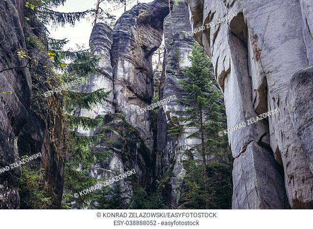 Rock formation called Devil's Bridge in National Nature Reserve Adrspach-Teplice Rocks near Adrspach village in Bohemia region, Czech Republic