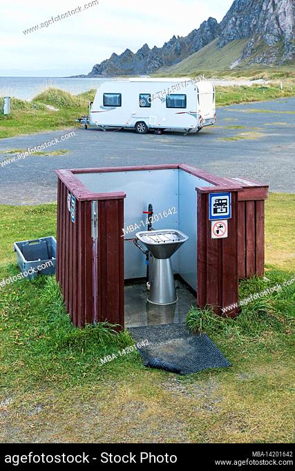 Norway, Vesterålen, Andøya, Bleik, campsite, disposal sanitary