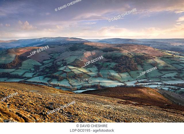 Wales, Monmouthshire, Abergavenny, Looking north from the Sugar Loaf mountain near Abergavenny in South Wales