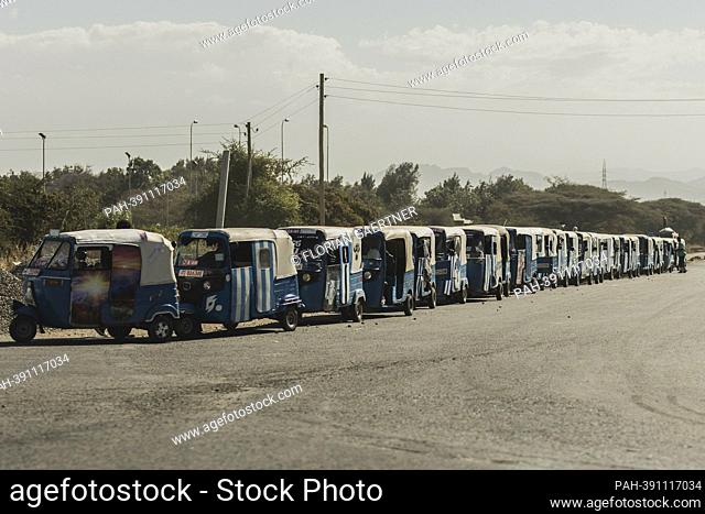 Tuk-tuks on the side of the road, taken in Addis Ababa, January 12, 2023. - Addis Ababa/