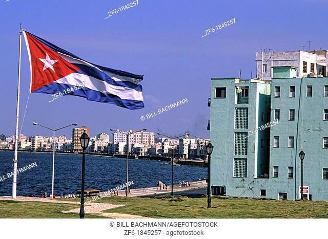 Cuban Flag Abstract at Malecon from Nacional Hotel Havana Cuba