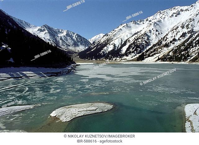 Big Almaty lake. National park Ili Alatay, mountains Zailisky Alatau, Almaty area, Kazakhstan
