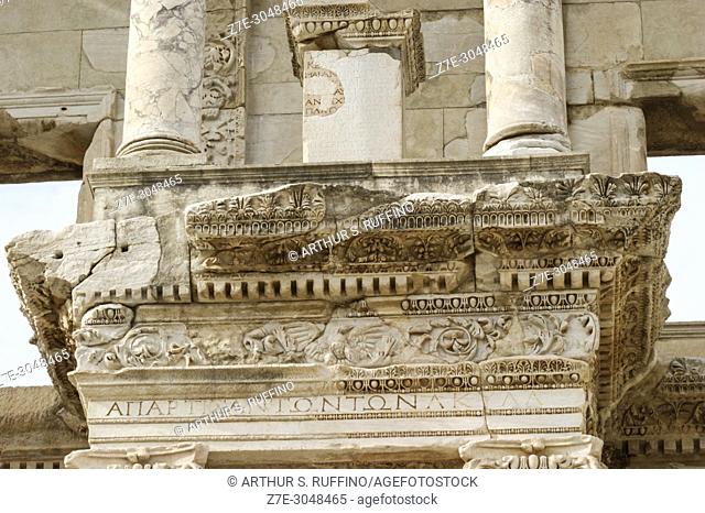 Detail of Library of Celsus façade. Ephesus, UNESCO World Heritage Site, Selçuk, Izmir Province, Ionia Region, Turkey, Eurasia