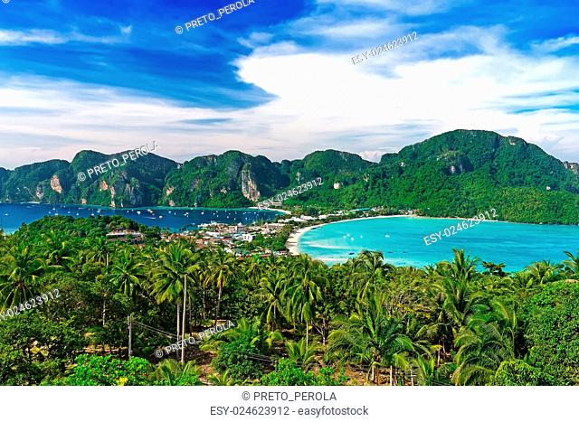 Travel vacation background - Phi-Phi island, Krabi Province, Thailand, Asia