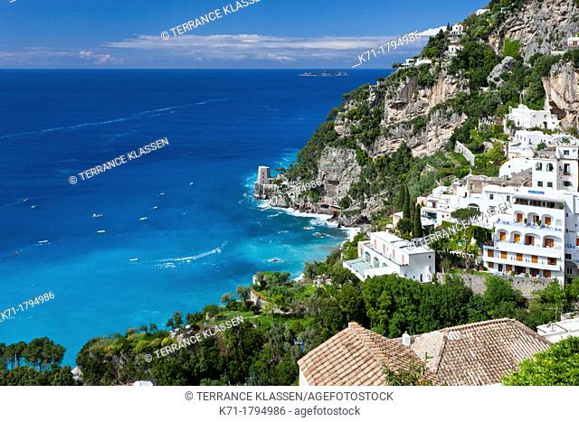 A view of the town of Positano and the Amalfi Coast, Italy