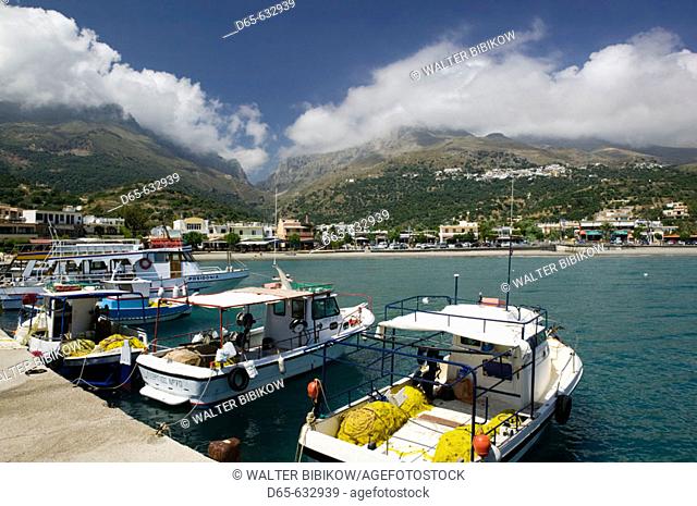 Town and Harbor. Plakias. Rethymno Province. Crete, Greece