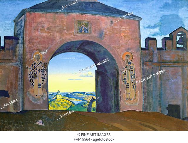 And We are Opening the Gates (From Sancta series). Roerich, Nicholas (1874-1947). Tempera on canvas. Symbolism. 1922. International Centre of the Roerichs