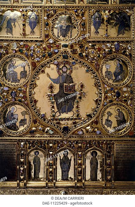 Pala d'Oro (Golden Pall) altarpiece, St Mark's Basilica, Venice. Goldsmith art, Italy, 12th-14th century. Detail