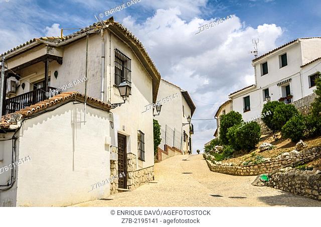 Down view of a white houses in Chinchon village, Madrid province, Spain