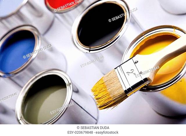 Paint, cans, brush