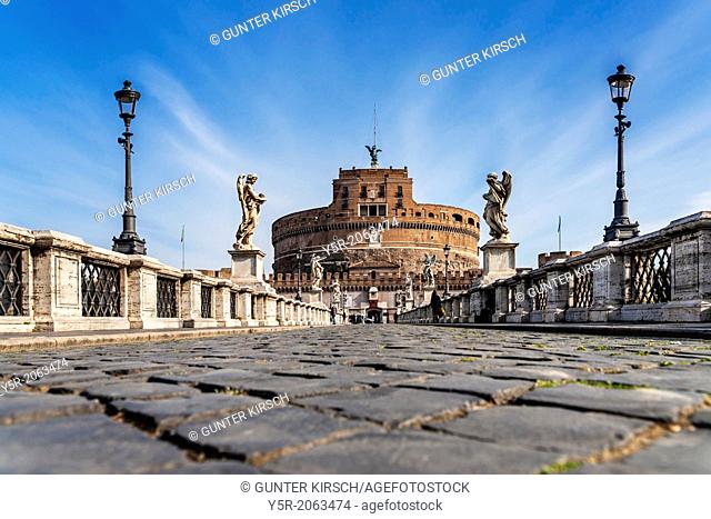 Bridge of Hadrian, Ponte Sant'Angelo and Castle of the Holy Angel, Castel Sant'Angelo, Rome, Lazio, Italy, Europe