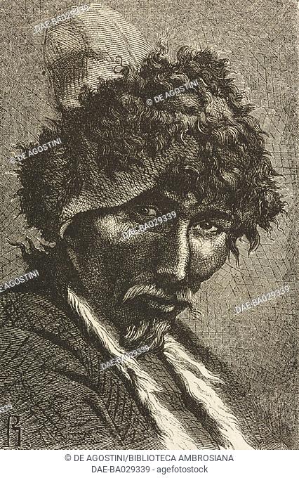 Portrait of a Nogais man, drawing from Travels in the Caucasus by Vasily Vereshchagin (1842-1904), 1864-1865, from Il Giro del mondo (World Tour)