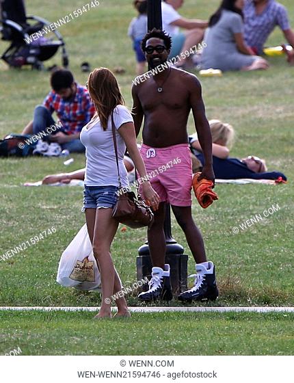 Lisa Snowdon and her boyfriend Adereti Monney enjoy a sunday afternoon at the park in Primrose Hill Featuring: Lisa Snowdon, Adereti Monney Where: London