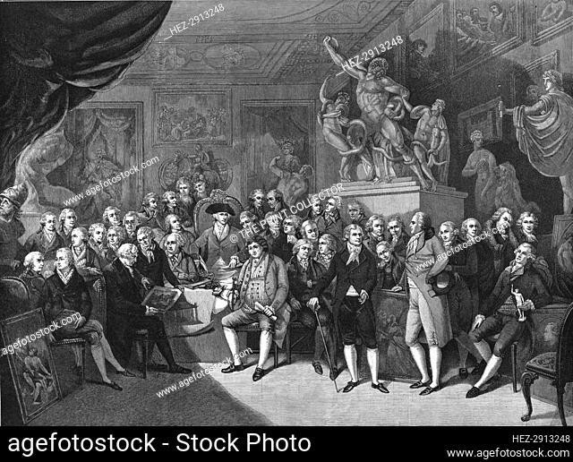 'The Royal Academicians assembled in the council room, Somerset House 1793', 1886. Creator: Unknown