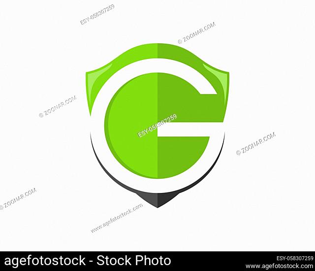 G Letter with green shield protection