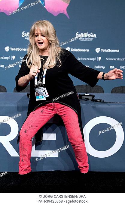Singer Bonnie Tyler representing United Kingdom poses during a press conference for the Eurovision Song Contest 2013 in Malmo, Sweden, 12 May 2013