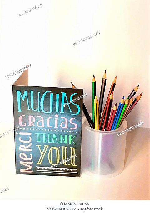 Appreciation card and color pencils