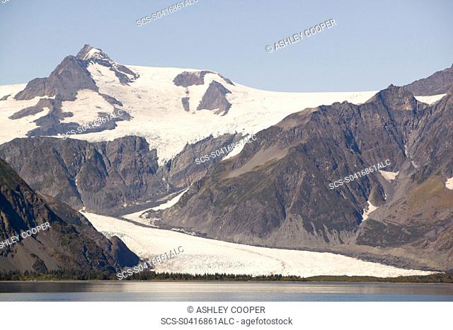 Aialick Glacier in Kenai Fjords National Park in Alaska receeding rapidly due to climate change