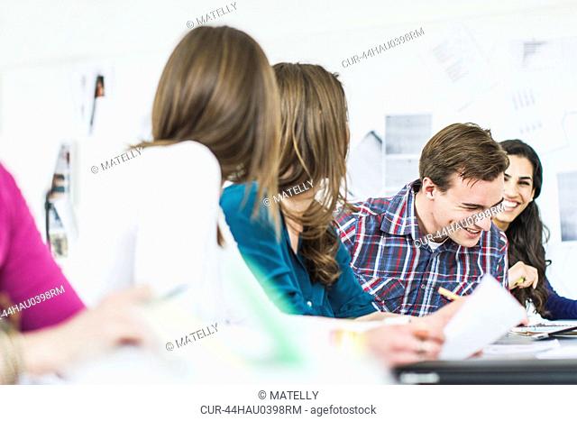 Students talking in class