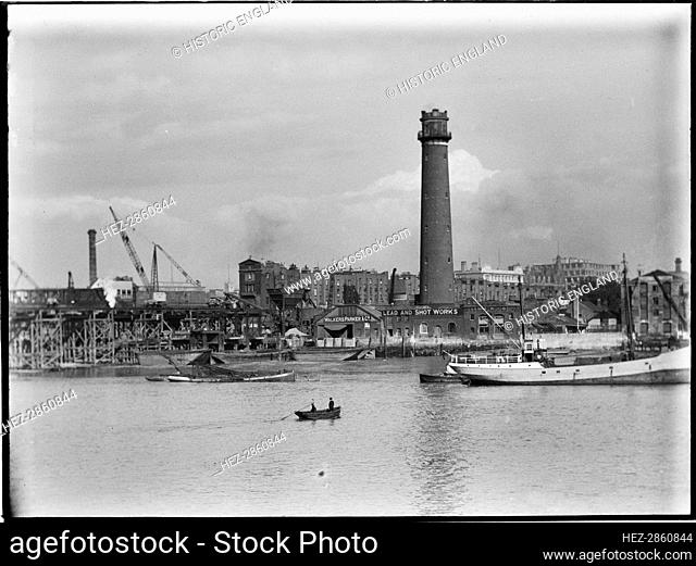 Shot Tower and Lead Works, Belvedere Road, Lambeth, Greater London Authority, 1936. Creator: Charles William Prickett