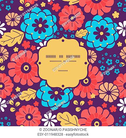 Colorful bouquet flowers frame seamless pattern background