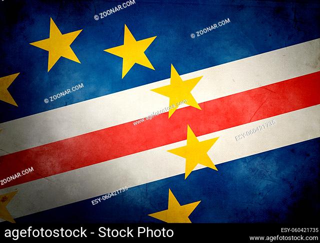 Cape Verde flag on old and vintage grunge texture