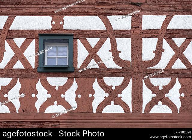 Detail of a historic half-timbered house from 1771, Ebermannstadt, Upper Franconia, Bavaria, Germany, Europe