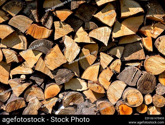 stack of firewood prepared for winter