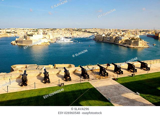 The view on Birgu and yacht marina, Birgu, Malta