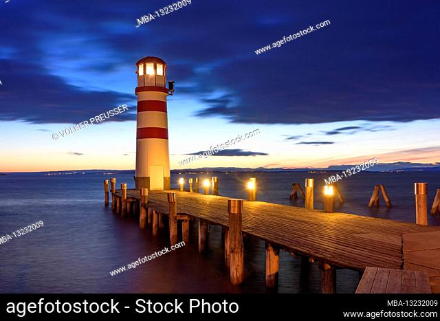 Podersdorf am See, lighthouse at Lake Neusiedl (Lake Neusiedl), Burgenland, Austria