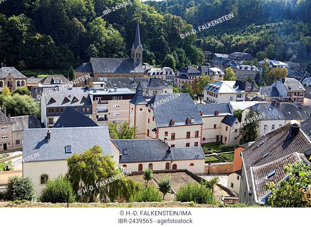 View over Larochette, Fels or Fiels, Grand Duchy of Luxembourg, Europe, PublicGround