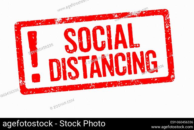 A red stamp on a white background - Social Distancing
