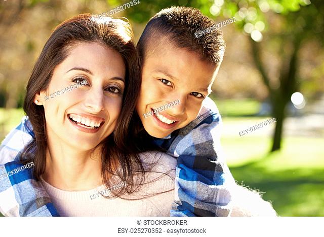 Portrait Of Mother And Son In Countryside