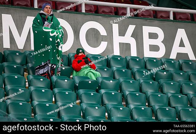 RUSSIA, MOSCOW - DECEMBER 8, 2023: Fans are seen at RZD Arena ahead of the 2023/24 Russian Premier League Round 18 football match between Lokomotiv Moscow and...