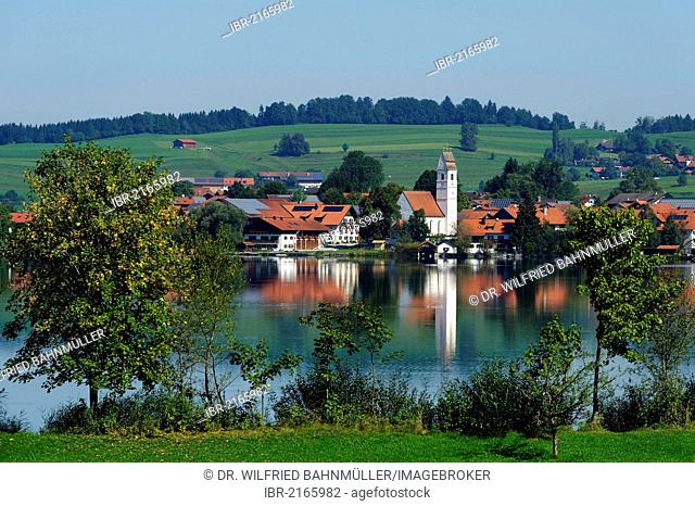 Riegsee by Lake Riegsee, Blaues Land region, Upper Bavaria, Bavaria, Germany, Europe