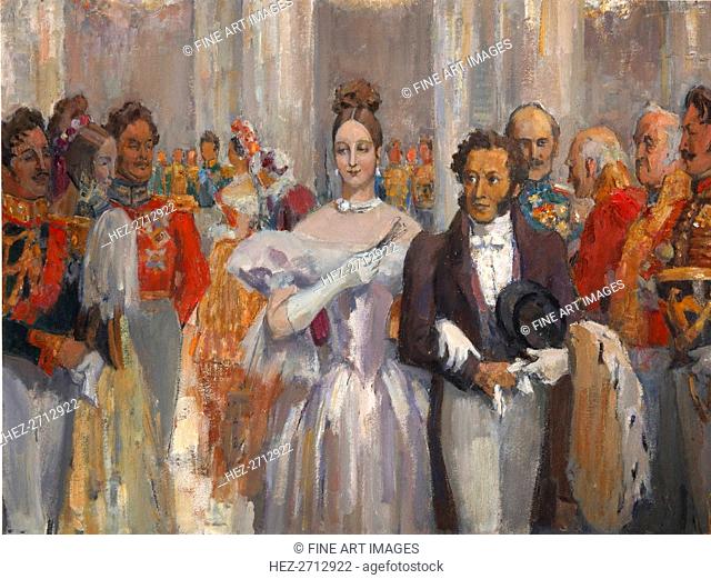 Alexander Pushkin with his wife at the ball. Creator: Ulyanov, Nikolai Pavlovich (1875-1949)