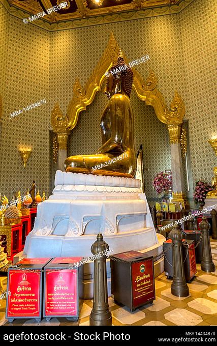 Golden Buddha statue Phra Phuttha Maha Suwan Patimakon, made of solid gold, 3 m high, 5 tons heavy, Phra Maha Mondop, Wat Traimit, Temple of the Golden Buddha