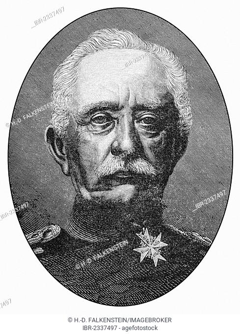 Historical drawing, portrait of Karl Friedrich von Steinmetz, 1796-1877, Prussian field marshal, Franco-German War or Franco-Prussian War 1870-1871