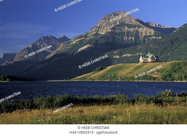 Alberta, Canada, North America, America, Lake, mountains, national park, Prince of Wales hotel, scenery, landscape