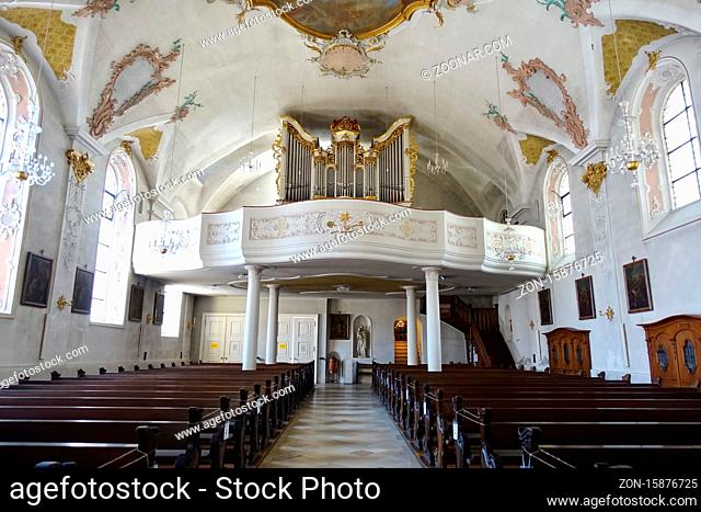 barocke Stadtpfarrkirche St. Johann Evangelist - Orgel, Sigmaringen, Baden-Würtemberg, Deutschland
