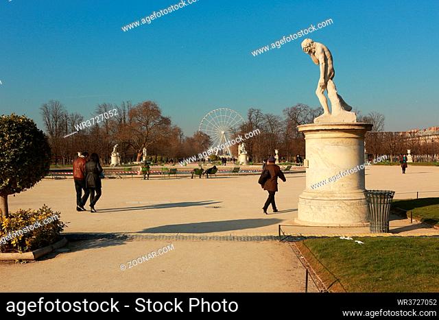 Jardin des Tuileries ( Tuileries Garden ) n Paris.The garden is one of the most famous park in Europe