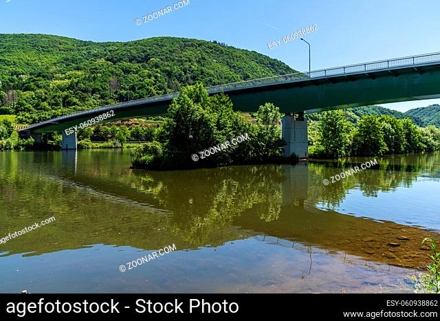 Bridge over the Moselle River between Loef and Alken, Rhineland-Palatine, Germany