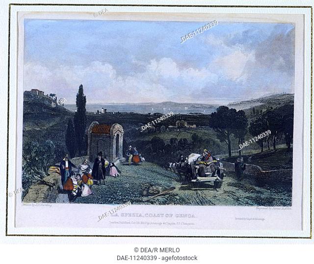 View of La Spezia, 1832, by James Baylis Allen (1803-1876), Published in London by Jennings and Chaplin. Chromolithograph (from a drawing by James Duffield...