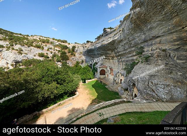 Hermitage of San Bernabe in the Ojo Guareña Karstic complex, National Monument in Castilla León, Spain, Europe