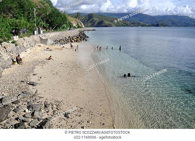 Dili (East Timor): little beach between the Areia Branca and the Cristo Rei's beaches