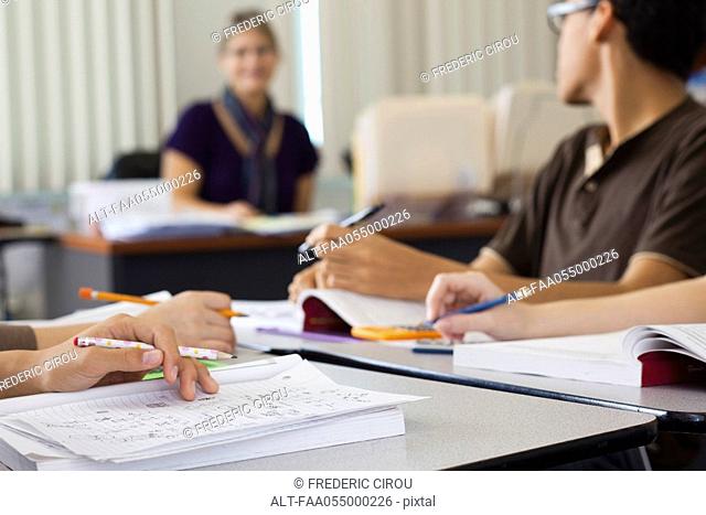 Students completing classwork, cropped