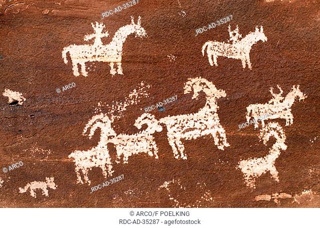Indian Petroglyphs Arches national park Utah USA